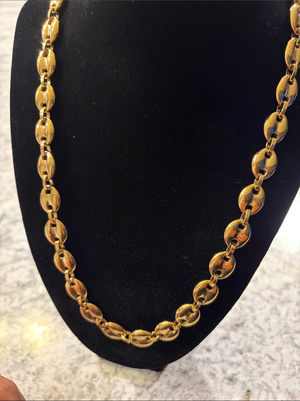 Necklace Puffy Mariner Link Gold Tone 21” length 11mm #68